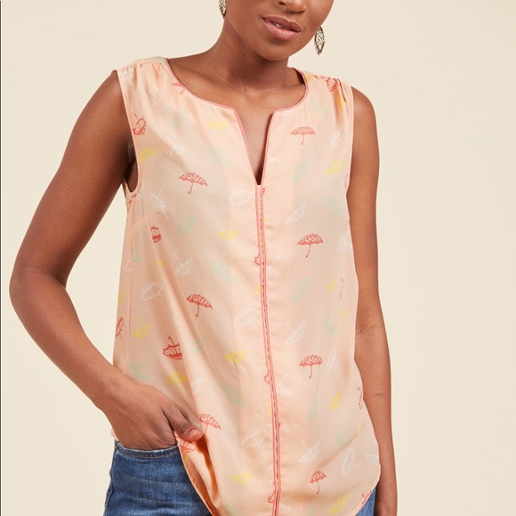 umbrella modcloth top kitsch fun quirky new work twee - Picture 2 of 7